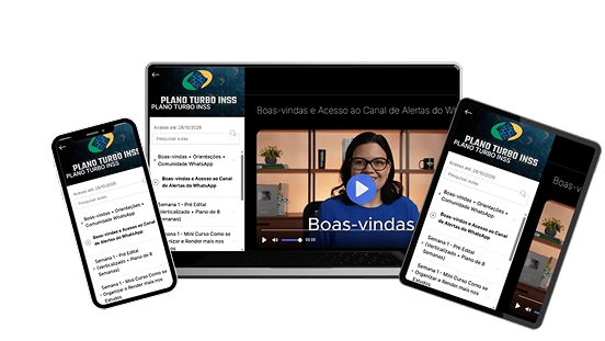 Mockup do Plano Turbo INSS em diferentes dispositivos